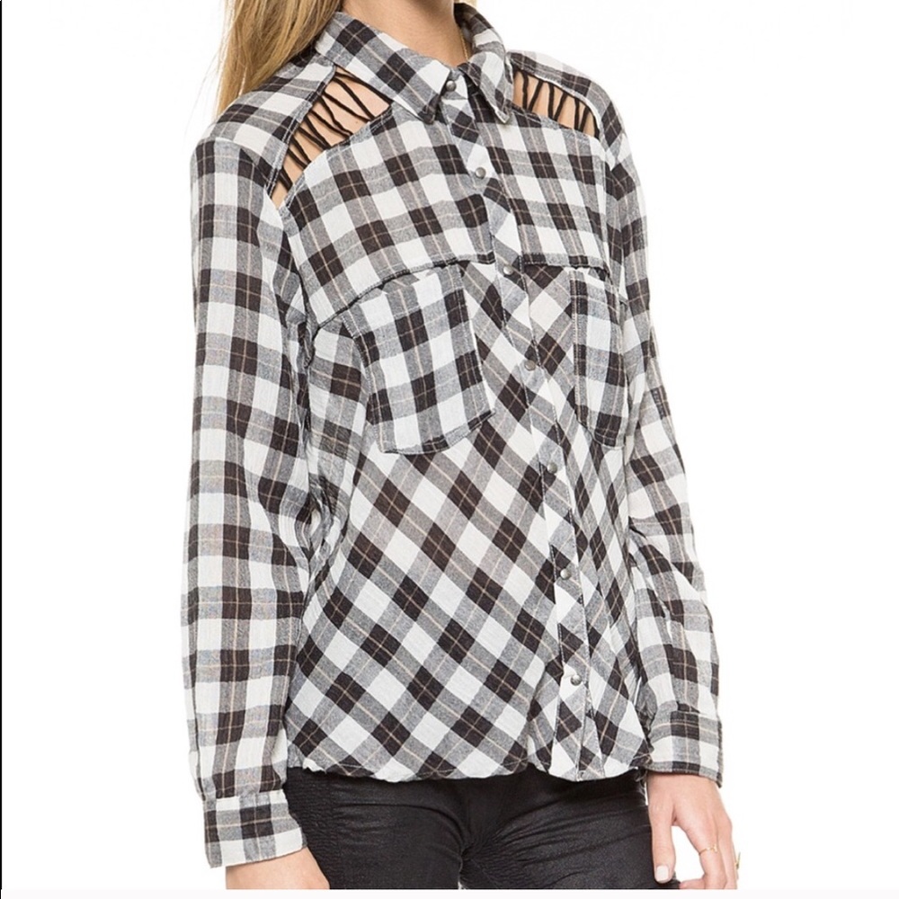 Free People Black & White Flannel